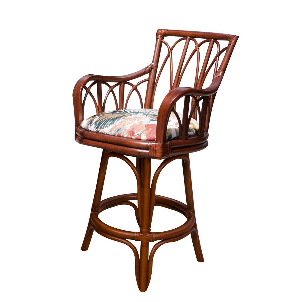 Cuba Swivel Barstools or Counterstools with Arms in Sienna Finish