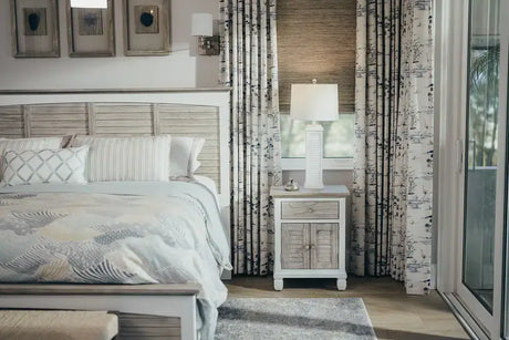 Islamorada Coastal Style 1 Drw/2 Door Electrified Nightstand Model B23332-DAPGREY By Seawinds Trading