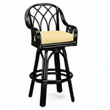 Edgewater Black Rattan Swivel Barstool Model 914-003-BLACK Made in the USA by Braxton Culler