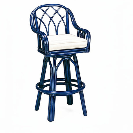 Edgewater Customized Rattan Swivel Barstool Model 914-003 Made in the USA by Braxton Culler