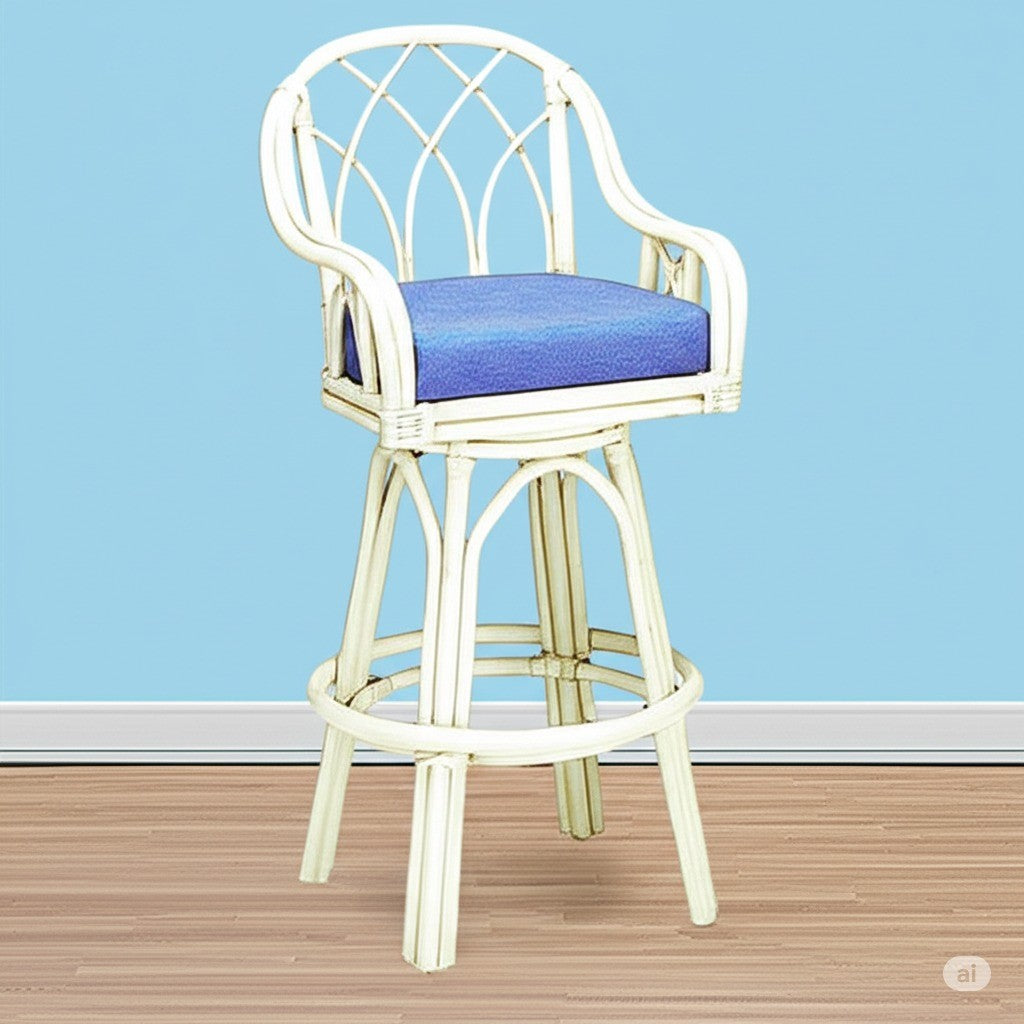Edgewater Custom Rattan Swivel Counter Stool Height Model 914-012 Made in the USA by Braxton Culler