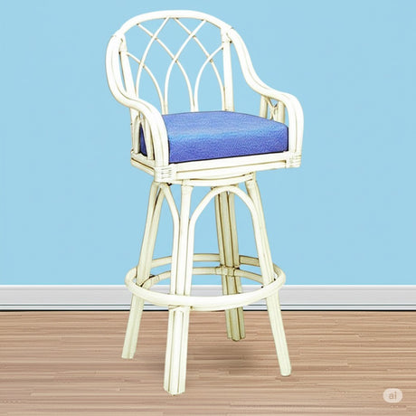 Edgewater Custom Rattan Swivel Counter Stool Height Model 914-012 Made in the USA by Braxton Culler