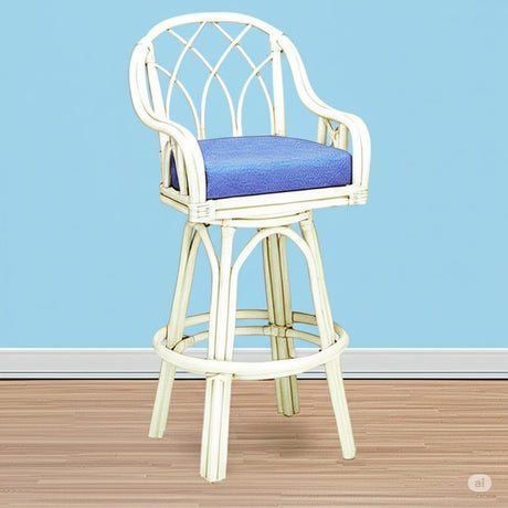 Edgewater Customized Rattan Swivel Barstool Model 914-003 Made in the USA by Braxton Culler