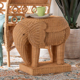 Elissa Wicker Fair Natural Wicker Rattan Elephant End Table