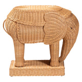 Elissa Wicker Fair Natural Wicker Rattan Elephant End Table