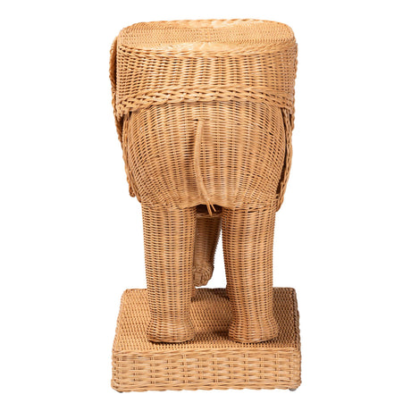 Elissa Wicker Fair Natural Wicker Rattan Elephant End Table