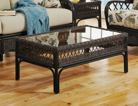 Everglade Black Rattan 5 Pc Living Room Set Model 905-5PCSET-BLACK Made in the USA by Braxton Culler
