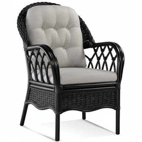 Everglade Black Rattan 6 Pc Dining Set Model 905-075SET Made in the USA by Braxton Culler
