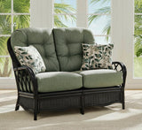 Everglade Black Rattan Loveseat Model 905-019 Made in the USA by Braxton Culler