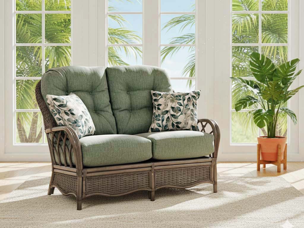 Everglade Rattan Loveseat Model 905-019 Made in the USA by Braxton Culler