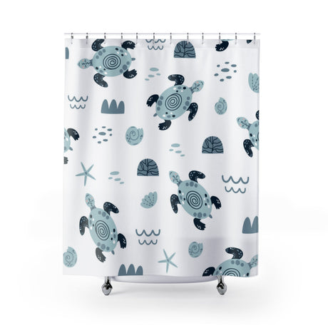 White Turtle Shower Curtain