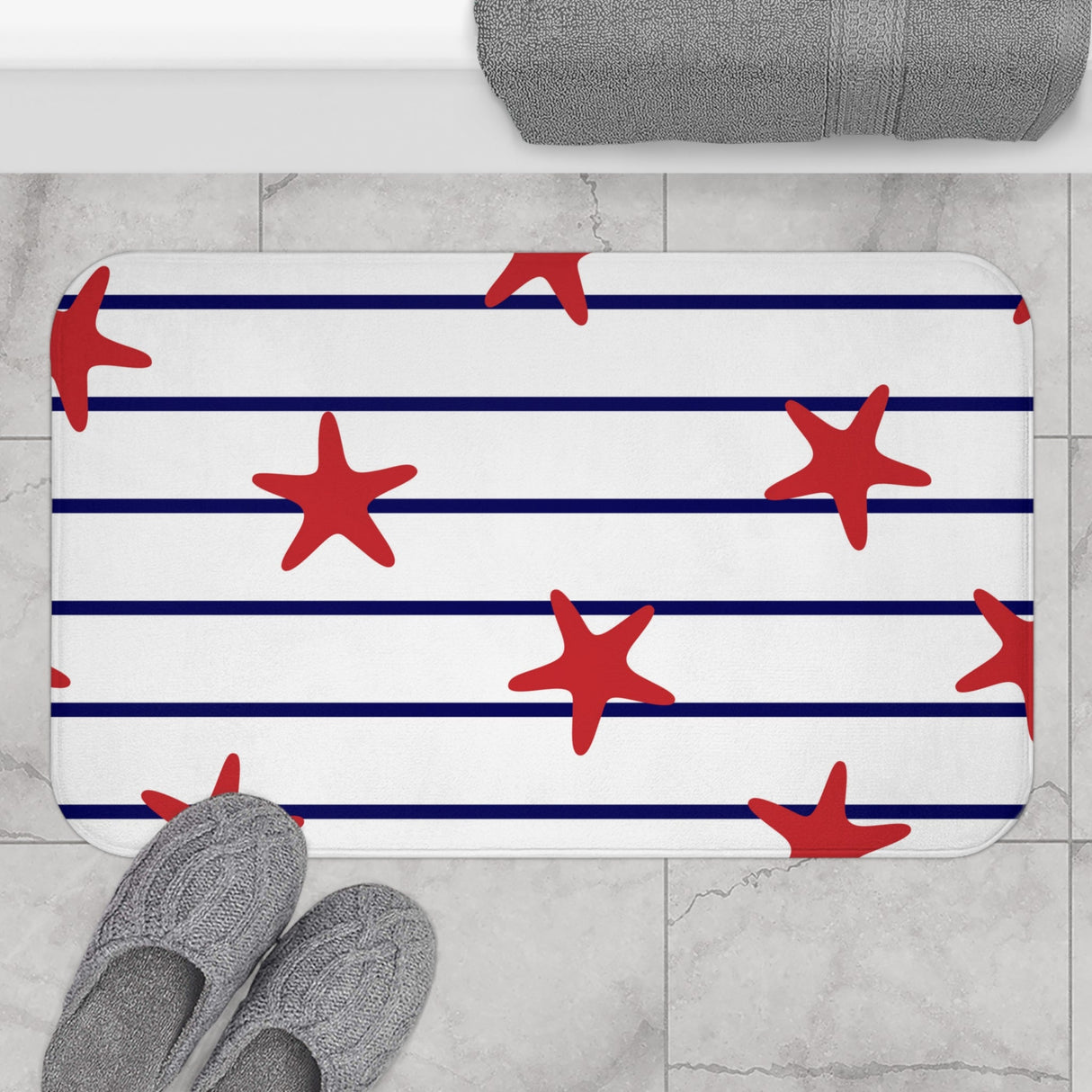 Starfish Stripe Bath Mat