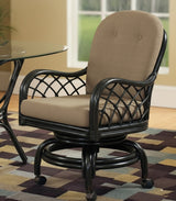 Grand Isle Black Rattan Swivel-Rock Caster Dining Chair Made in the USA by Braxton Culler