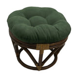 Bali Rattan 18-inch Round Ottoman with Microsuede Cushion