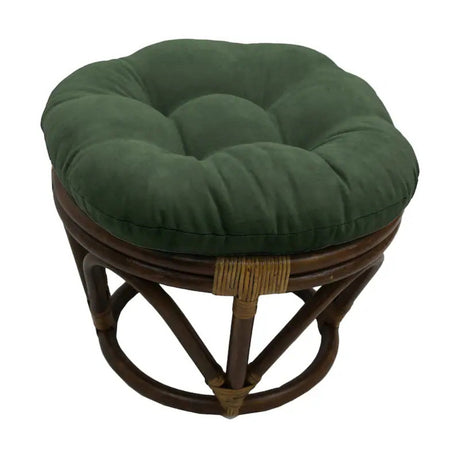 Bali Rattan 18-inch Round Ottoman with Microsuede Cushion