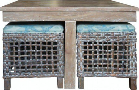 Sand Creek Hassock Table with Stools from Capris Furniture Model HTC766