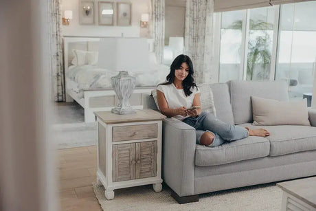 Islamorada Coastal Style 1 Drw/2 Door Electrified Nightstand Model B23332-DAPGREY By Seawinds Trading