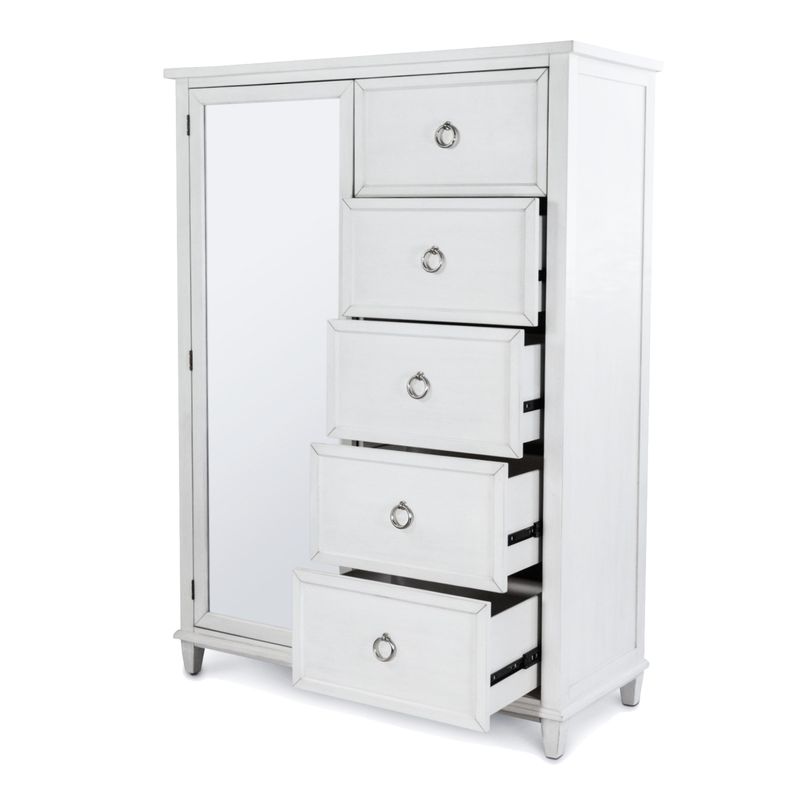 Point Breeze Mirrored Door Chest Model FL-B65037-FRESHWHITE by Finn & Louise