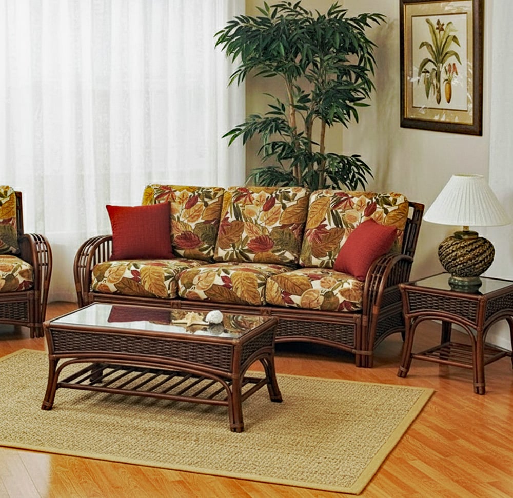 Kona Rattan and Wicker 3 Pc Sofa Set in Fruitwood Finish by Stanley Chair