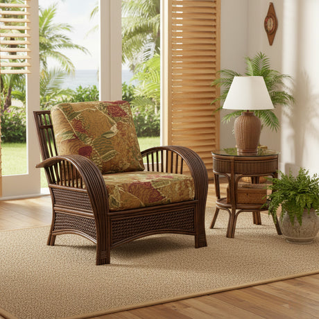 Kona Rattan and Wicker Lounge Chair in Fruitwood Finish by Stanley Chair