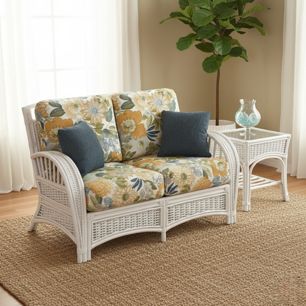 Kona Rattan and Wicker End Table in Whitewash Finish by Stanley Chair Model