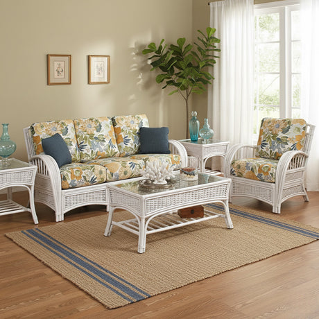 Kona Rattan and Wicker Sofa in Whitewash Finish by Stanley Chair