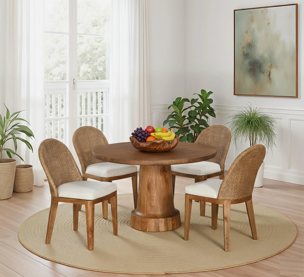 Lempa 5 Pc Mindi Wood and Rattan Dining Set by Braxton Culler