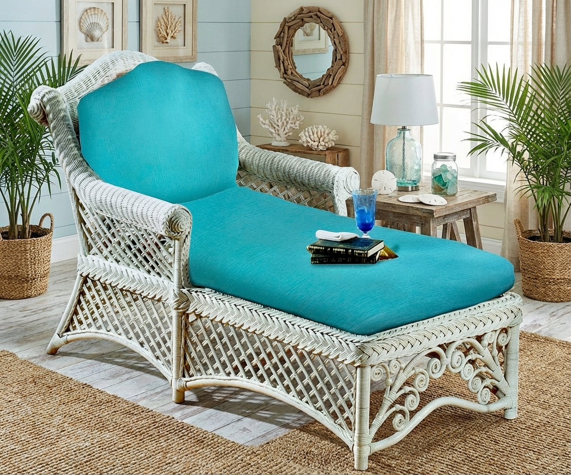 Majestic White Rattan Chaise Lounge Model MCL by Wicker Fair