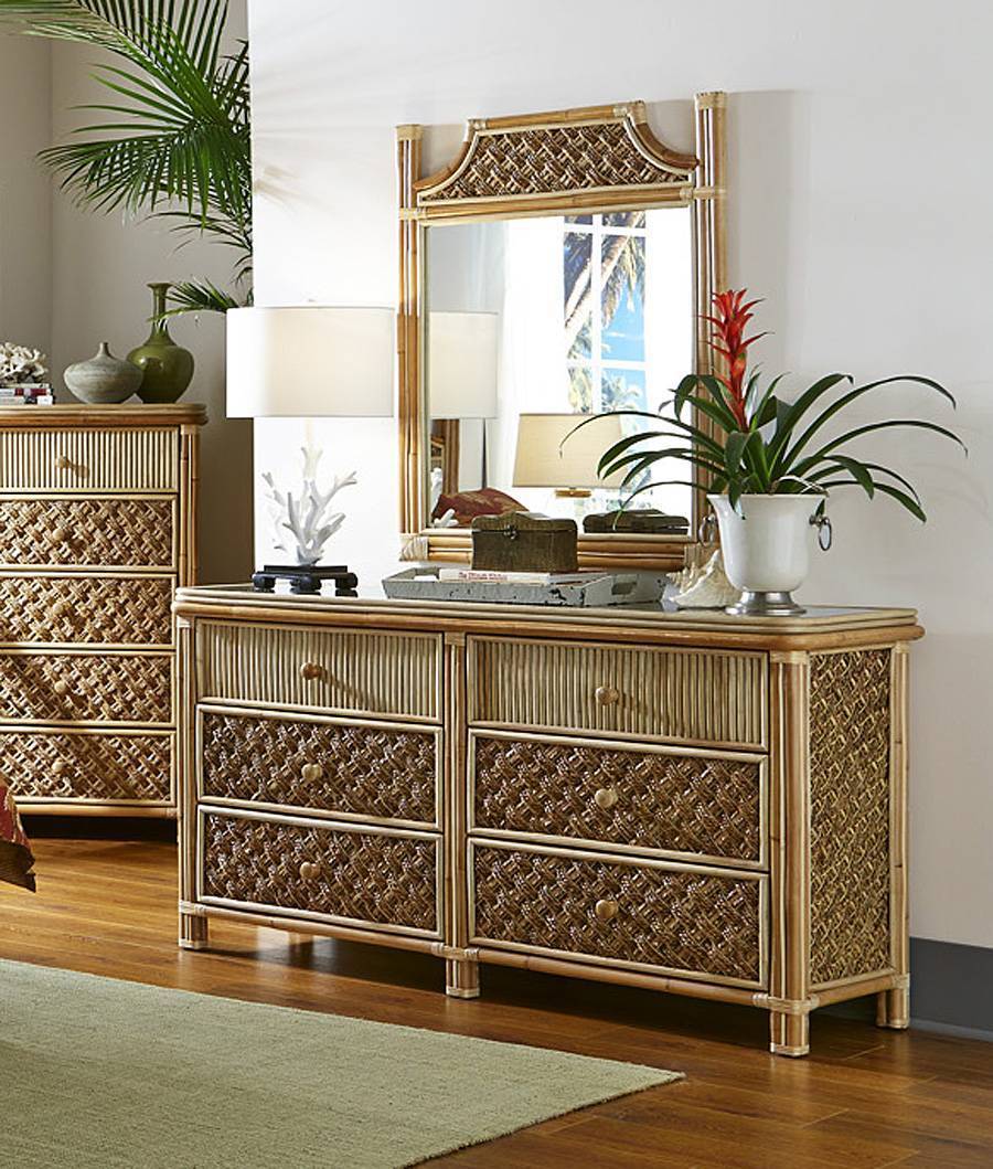 Florita Rattan 5 Pc Queen or King Size Complete Bed Furniture Set by Wicker Fair
