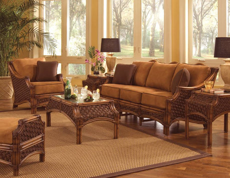 Mauna Loa Rattan Sofa Model ML3S from Spice Islands Wicker with Cushions Made in the USA