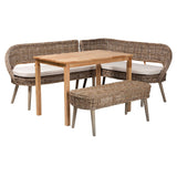 Mindanao Wicker Fair Rattan 4 Pc Dining Nook Bench Set