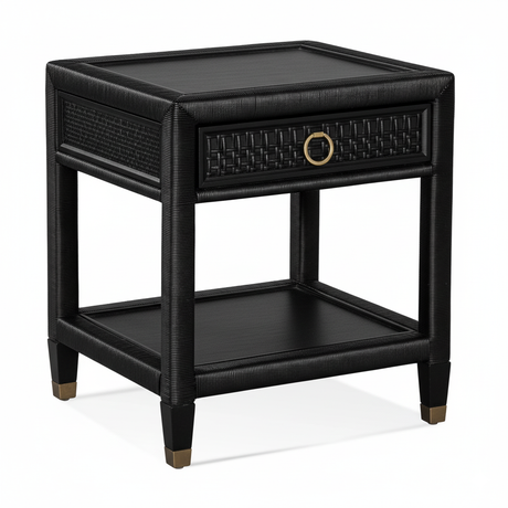 Naples Black Wicker and Rattan 4 Pc Bedroom Set Model 807-021-5Pc-Set-BLACK by Braxton Culler