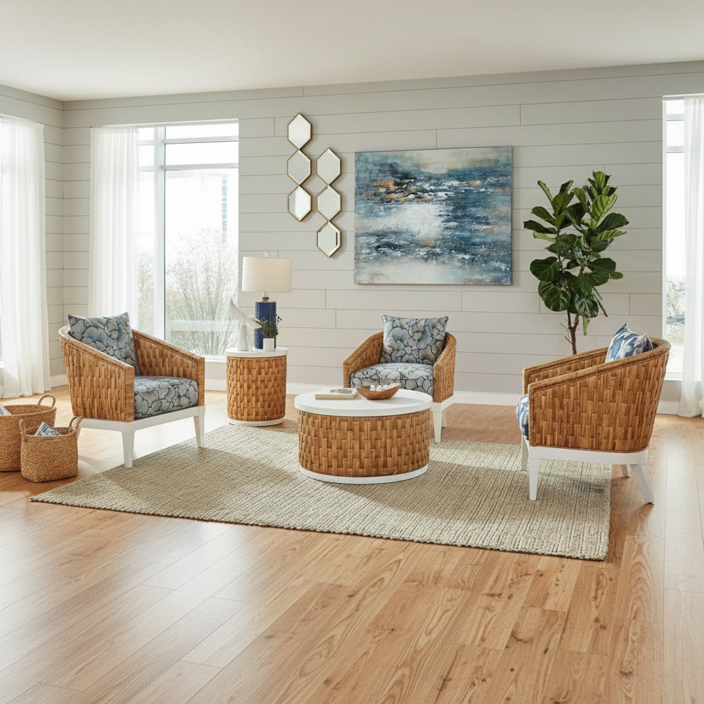 Paradisio Rattan and Wood 5 Pc Living Room Set from Capris Furniture Model 744