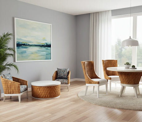Paradisio Rattan and Wood Dining Side Chairs from Capris Furniture Model SC744