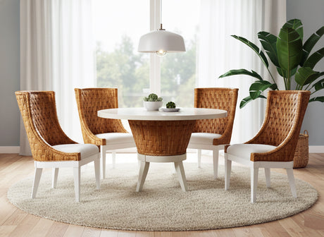 Paradisio Rattan and Wood Dining Side Chairs from Capris Furniture Model SC744