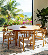 Wicker Fair Set of 6 Wishbone Dining Chairs made of Elm Wood and Cane