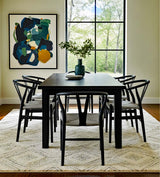 Wicker Fair Set of 6 Wishbone Dining Chairs made of Elm Wood and Cane