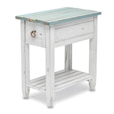 Picket Fence Coastal Distressed Bleu Chairside Table Model B78205-DBLEU/WH By Seawinds Trading