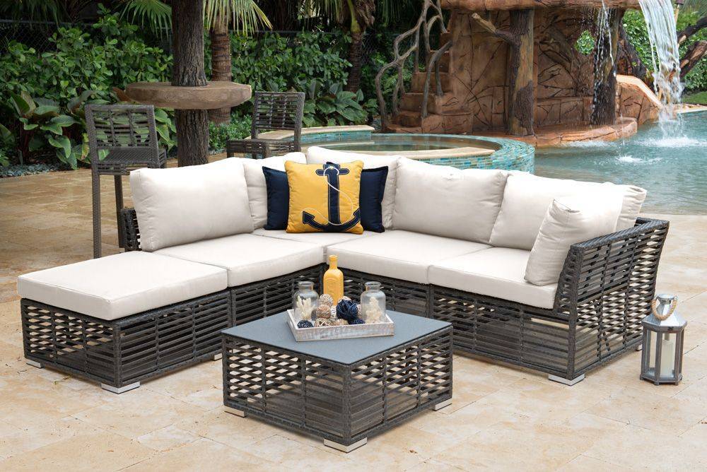 Outdoor Graphite 6 Pc Sectional with Cushions by Panama Jack Model PJO-1601-GRY-6SEC-GL