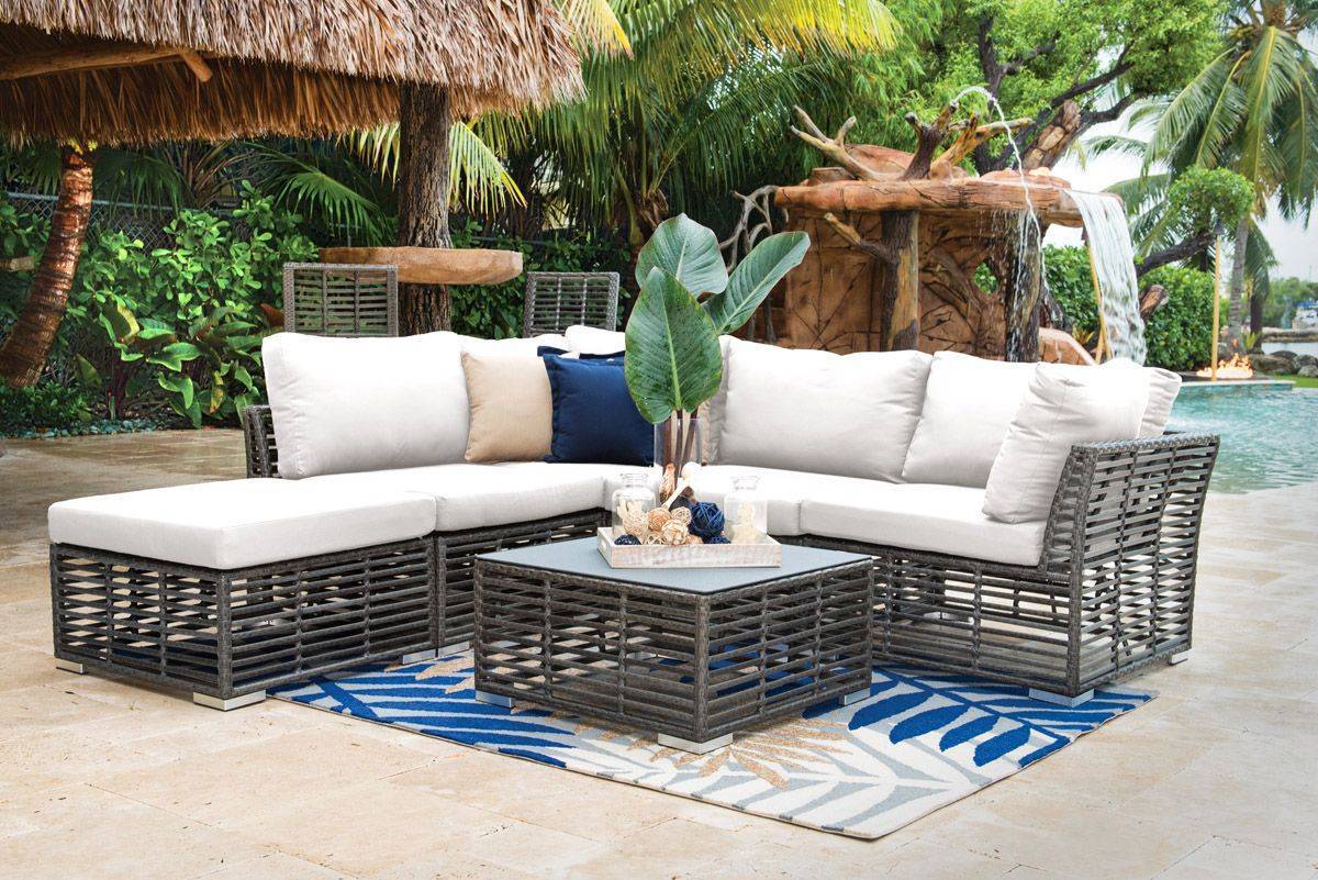 Outdoor Graphite 6 Pc Sectional with Cushions by Panama Jack Model PJO-1601-GRY-6SEC-GL