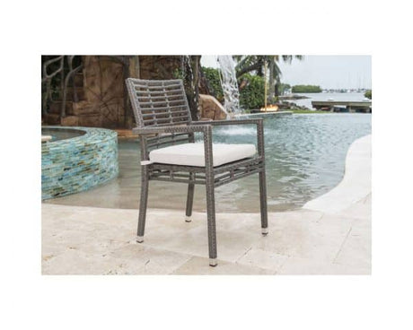 Outdoor Graphite Stackable Arm Chair with Cushion by Panama Jack Model PJO-1601-GRY-AC-CUSH