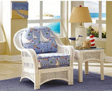 Ships Wheel Coastal White Rattan Ottoman Model RO by Wicker Fair