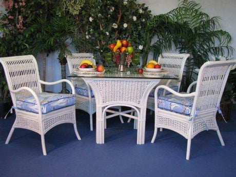 Ships Wheel White Stain Dining Arm Chair Model RAC-W by Wicker Fair