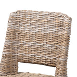Magy Modern Wicker Fair Grey Rattan and Natural Brown Finished Wood Dining Chair