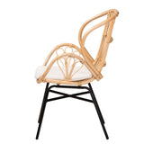 Caelia Modern Wicker Fair Natural Brown Rattan and Black Metal Chair