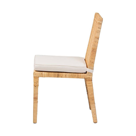 Sofia Modern and Contemporary Natural Finished Wood and Rattan Dining Chair