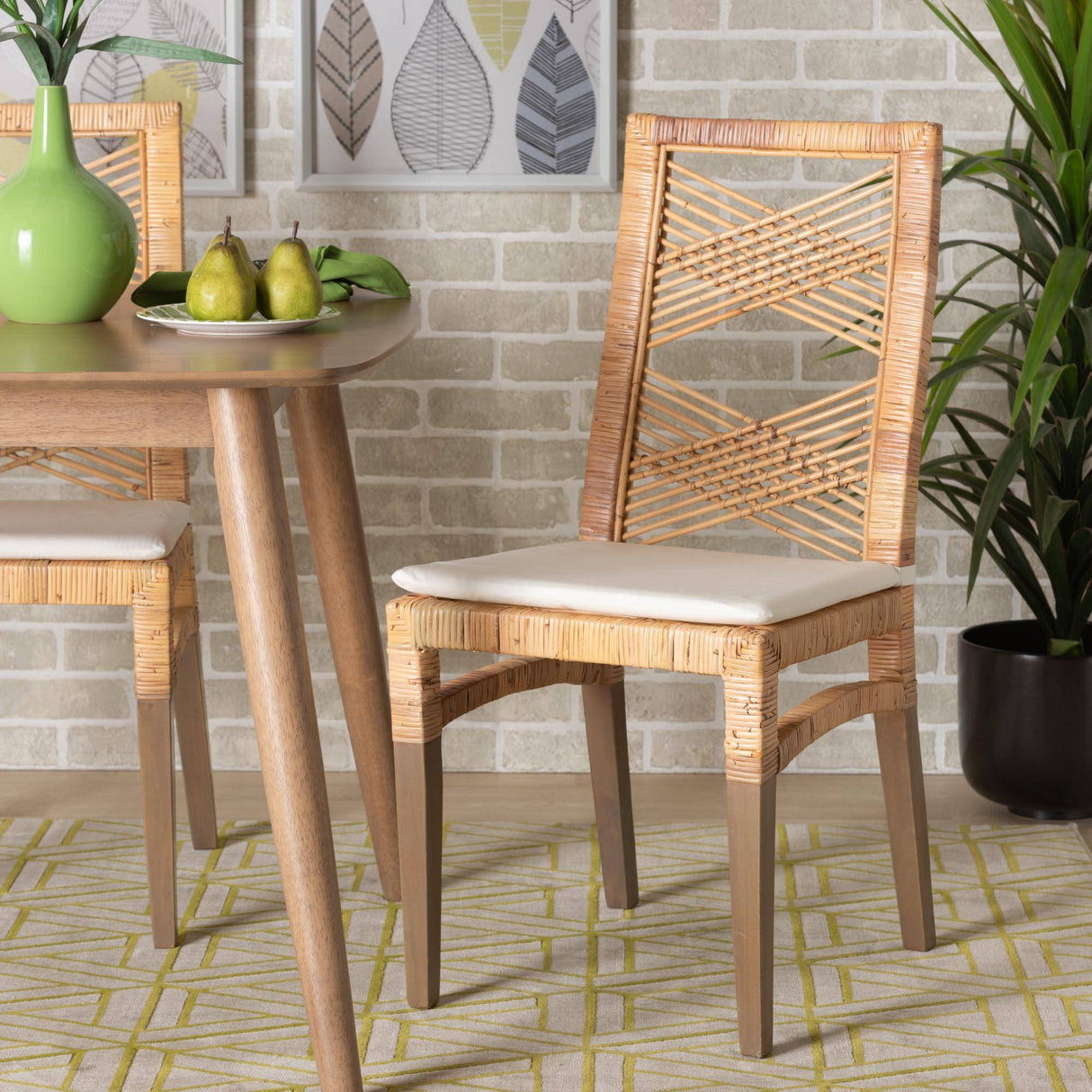Poltak Modern Wicker Fair Natural Brown Rattan Dining Chair