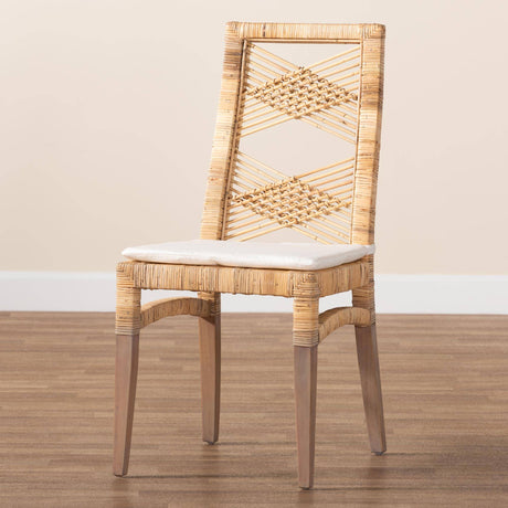 Poltak Modern Wicker Fair Natural Brown Rattan Dining Chair