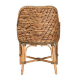 Kyle Modern Wicker Fair Natural Brown Woven Rattan Dining Arm Chair with Cushion