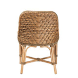 Kyle Modern Wicker Fair Natural Brown Woven Rattan Dining Side Chair With Cushion